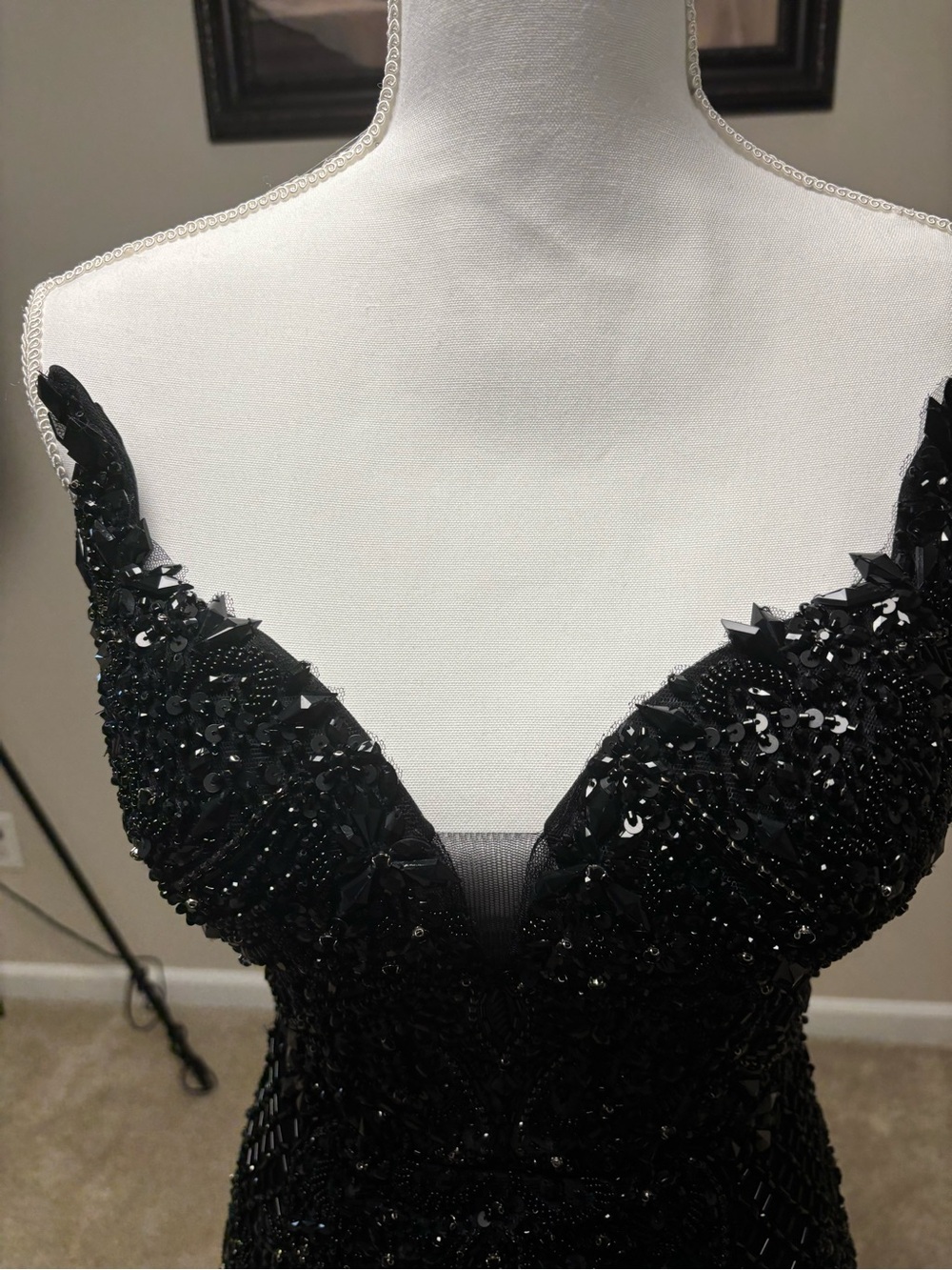 Jovani Black Strapless Beaded Evening Gown